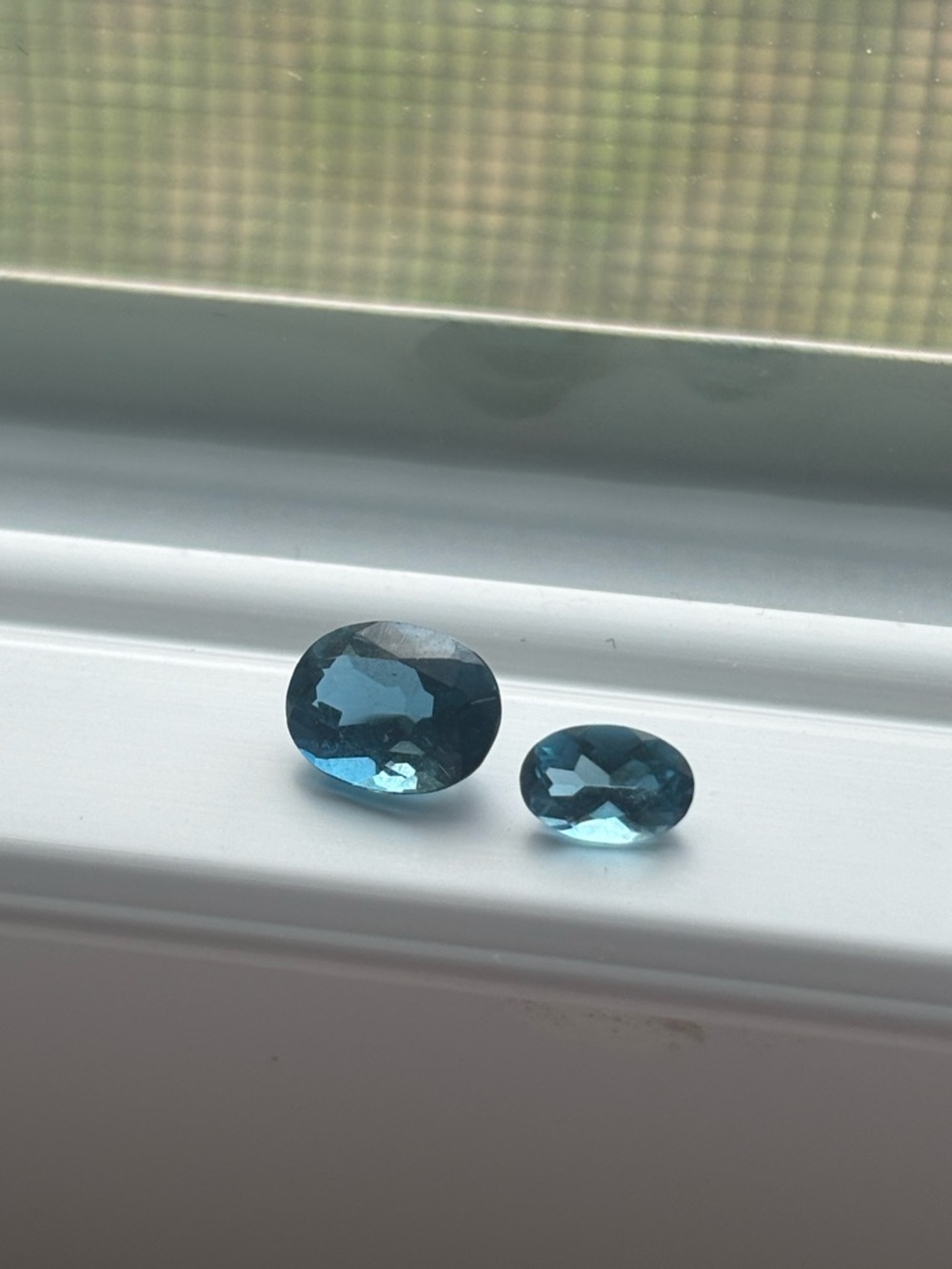 Blue Topaz Gemstone Pair – Oval Faceted Loose Stones Sky/Swiss Blue Not Enhanced - Picture 5 of 15